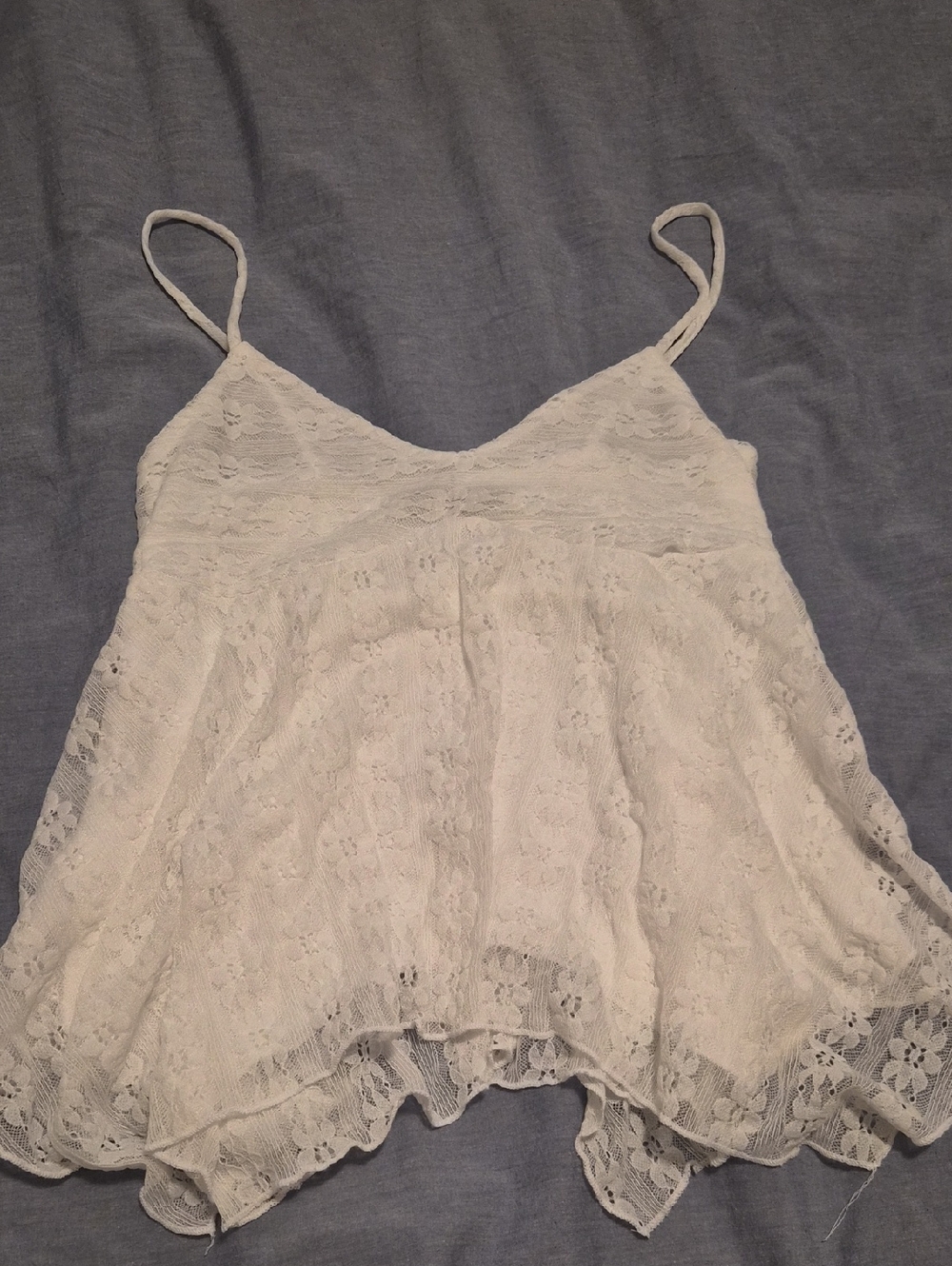 Women's White Lace Spaghetti Strap Tank Top